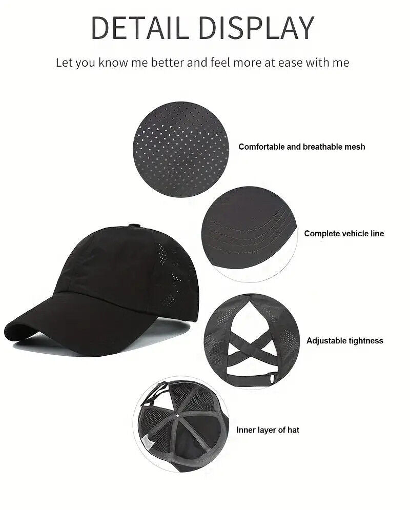 Women's Ponytail Style Adjustable Baseball Hat Cap New! Pink, Gray, or Black Clothing, Shoes & Accessories:Women:Women's Accessories:Hats Cozy Home Treasures